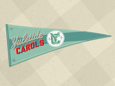 Yuletide Carols baseball christmas icon illustration lettering logo pennant retro sport type vector vintage