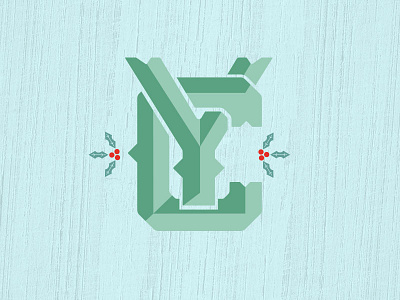 Yuletide Carols Monogram baseball christmas icon illustration lettering logo monogram retro type vector vintage