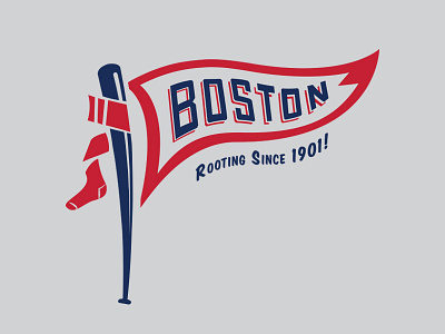 Boston Pennant baseball icon illustration lettering logo pennant retro sport type vector vintage