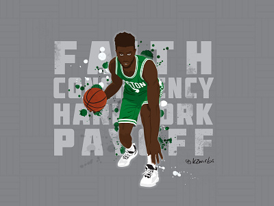Jaylen Brown art basketball boston celtics illustration illustrator nba sport thicklines typography vector