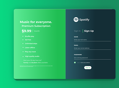 Replicating Spotify's log in page. branding design graphic design inspiration mobile design music app spotify ui