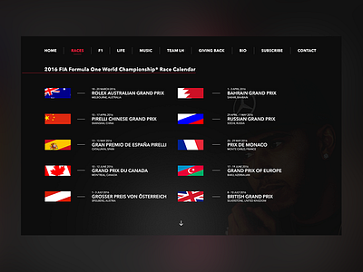 Lewis Page Two design f1 formula one homepage layout lewis hamilton racing ui