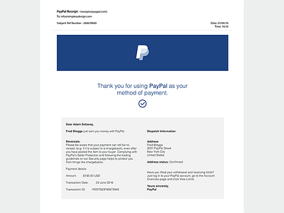 Daily UI: 17:100 - 'PayPal Email Receipt' 100 17 apple daily ui design email interface mobile paypal user