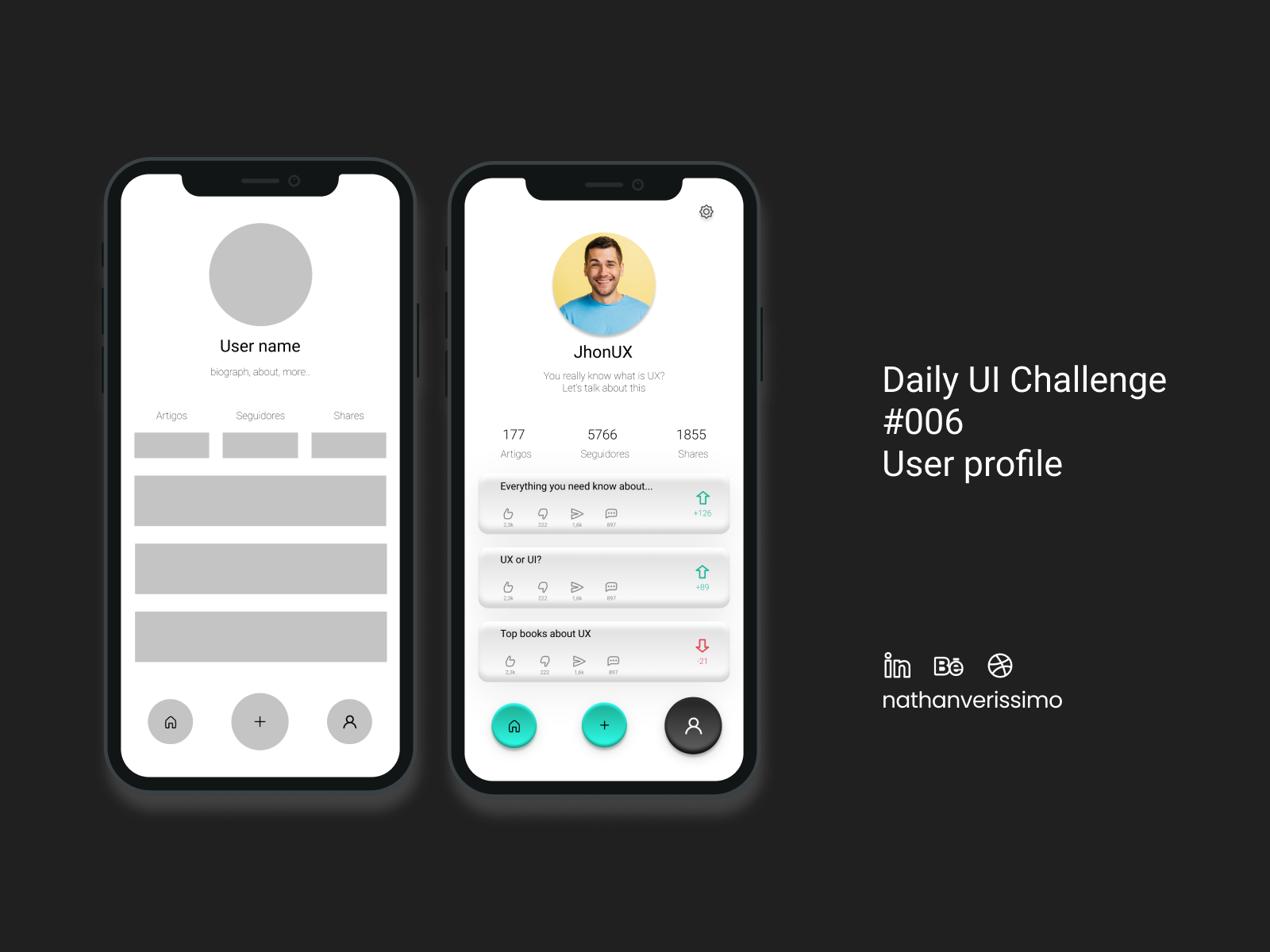 Daily UI - User profile by Nathan Verissimo on Dribbble