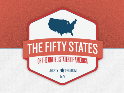The Fifty States america blue grain logo red states texture