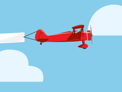 Biplane clouds illustration plane