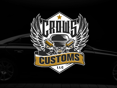 Crows Customs LLC branding design illustration logo vector