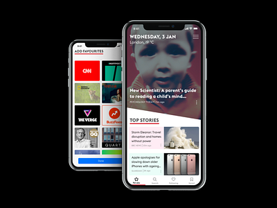 Feed, the news-reading app app concept digital ios iphonex mobile