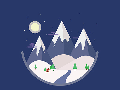 Minimalist Landscape Calendar | January blue calendar illustration landscape minimalist moon mountain snow snowscape star winter