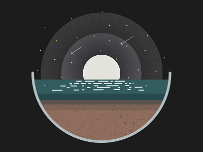 Minimalist Landscape Calendar | April april beach grey illustration landscape minimalist moon night ocean shooting star star summer