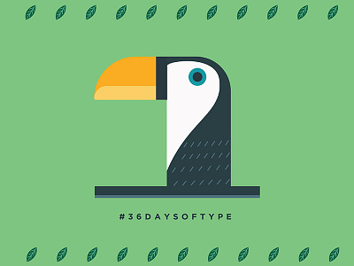 36 Days of Type - 1 36daysoftype bird digital exotic flat illustration leaves number toucan type typography