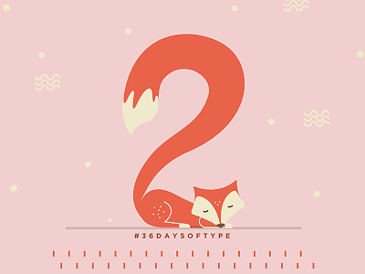 36 Days of Type - 2 36daysoftype animal digital exotic flat fox illustration number type typography