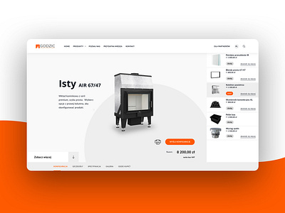 Product Configurator clean layout configurator e commerce engineering fireplace product product details reseller ui user interface ux web web design website