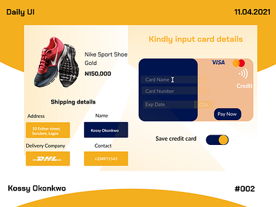 Daily UI design #002, Credit card checkout page