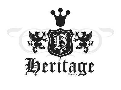 Heritage Events Logo company crown design events gryphon logo shield