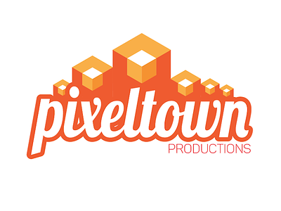 Pixeltown Productions logo orange pixel production town