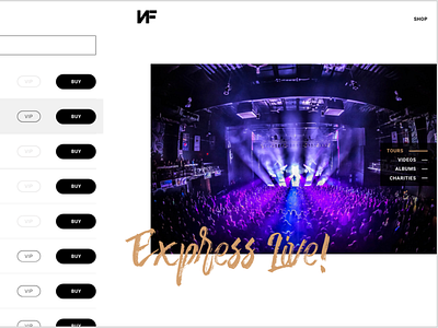 NF Web Concept. -Work in Progress- express live! nf tour dates tour locations ui ux web design