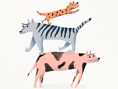 Over three animals animal illustration illustration tiger