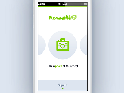 Remindiing Mobile app guide in remindiing sign slider smartphone startscreen