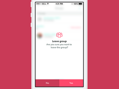 Leave Group app blur group leave popup
