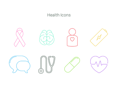 Health Icons battery brain energy health heart icon pill