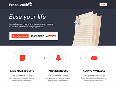 Remindiing - Landing Page cta landing page login redesign reminder remindiing sign up