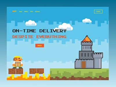 Delivery service in pixel art