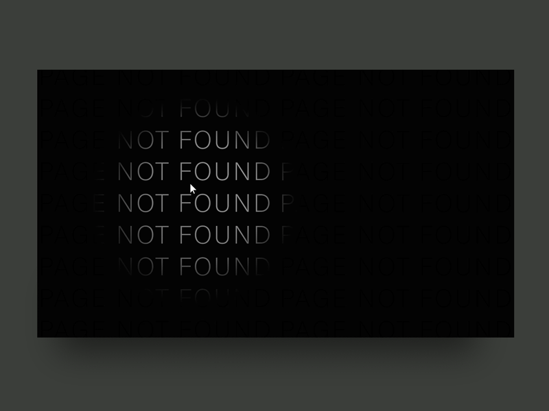 404 Page not found 404 black and white daily ui dailyui hover interaction minimal ui website