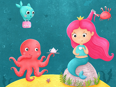 the little mermaid 2d characterdesign childrenbookart design digitalart illustration illustrator kidlitart