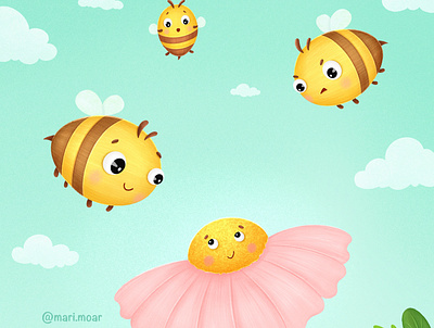 Bee 2d characterdesign childrenbookart digitalart illustration illustrator kidlitart