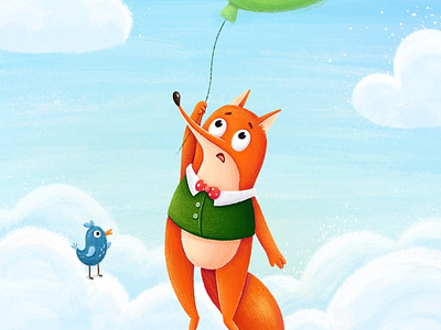 fox and balloon 2d characterdesign childrenbookart digitalart illustration illustrator