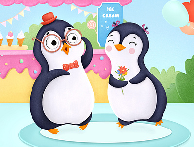 Penguins 2d characterdesign childrenbookart digitalart illustration illustrator kidlitart