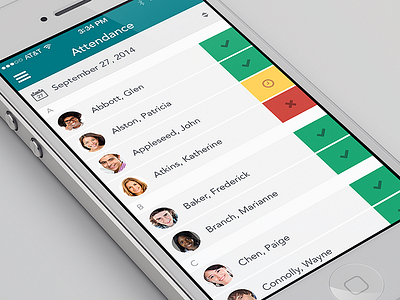 Attendance page - app concept app flat ios7 iphone mobile ui