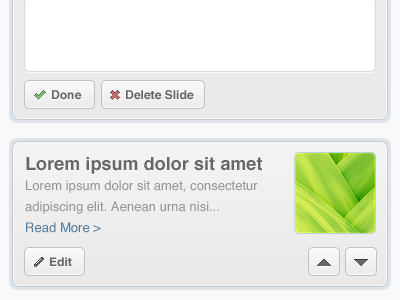 Slider admin interface