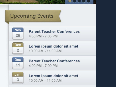 Upcoming calendar icon ribbon school