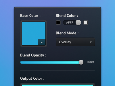 Hex Blender (with demo) blend modes color picker css3 hex interface photoshop rgb select slider toggle ui