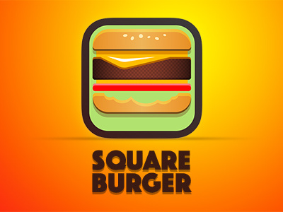 Square Burger burger dailyui delicious flat ios juicy meat orange square