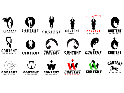 Content Workhorse Logo Offcuts alternates animals black content design horse king logo pen pony workhorse