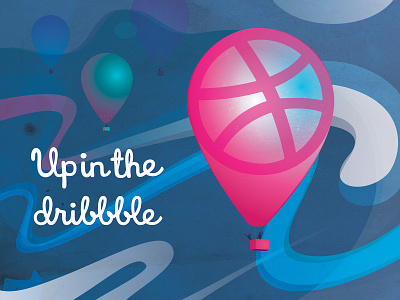 Up in the dribbble baloon clouds debut design illustration illustrator sky vector