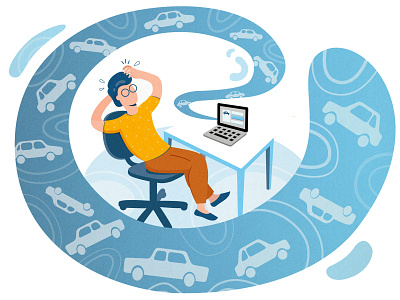 Decision 2d cars design desk illustration illustrator vector