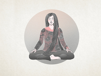 Calm 2d adobe girl illustration illustrator meditation mindfulness photoshop vector