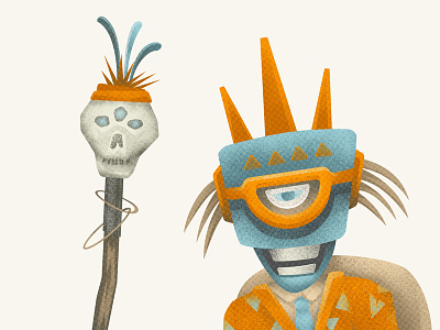 Shaman meeting czech drink illustration illustrator mask office party shaman skull tombre tribal vector