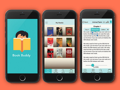 Book Buddy eReader e reader education mobile app ui design ux design