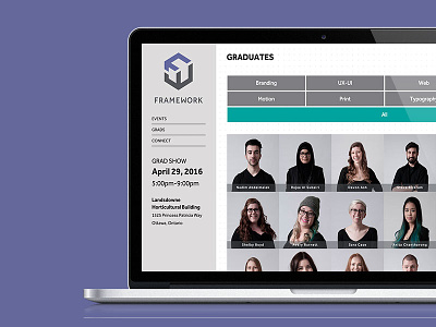 Framework 2016 Algonquin College Graduation Website coding design foundation graduation website wireframe uiux web design