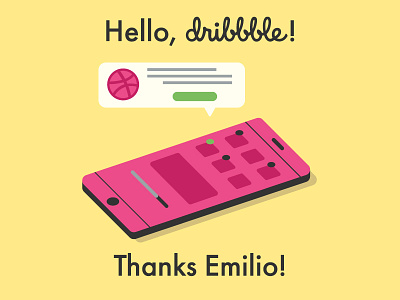 Hello, Dribbble! debut dribbble notification phone