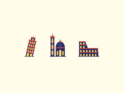 Italy Icons buildings icons italy rome vector