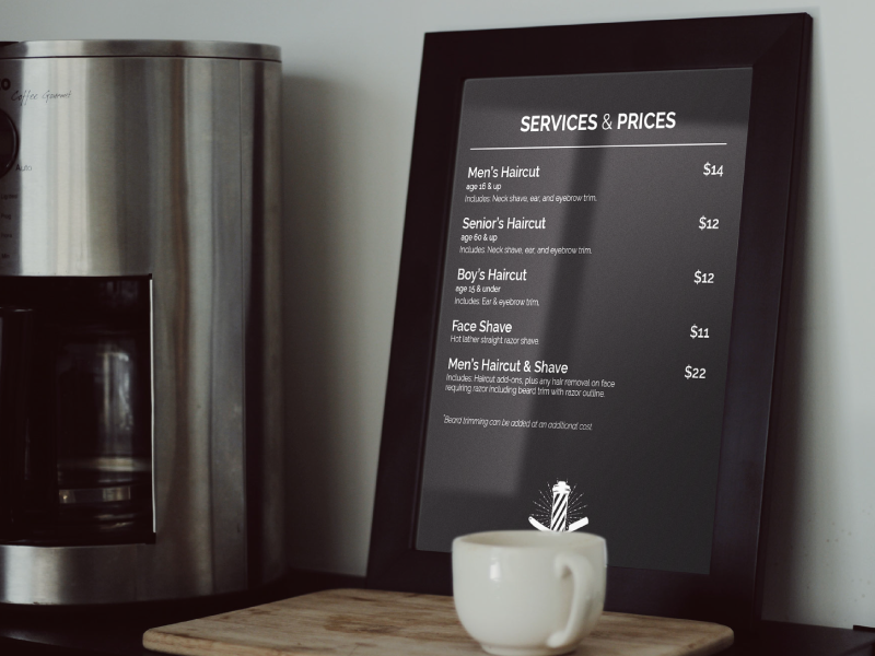 Chris\u0027 Barbershop Menu by Justin Hauke on Dribbble