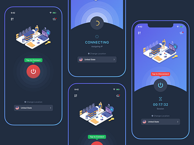 VPN APP graphics design illustration uiux