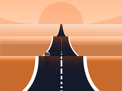 The High Way artwork car desert graphic design illustrator phones potrait art vector art wallpaper