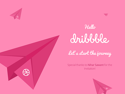 Hello Dribbble, Let's start the journey debut fly invitation journey planes